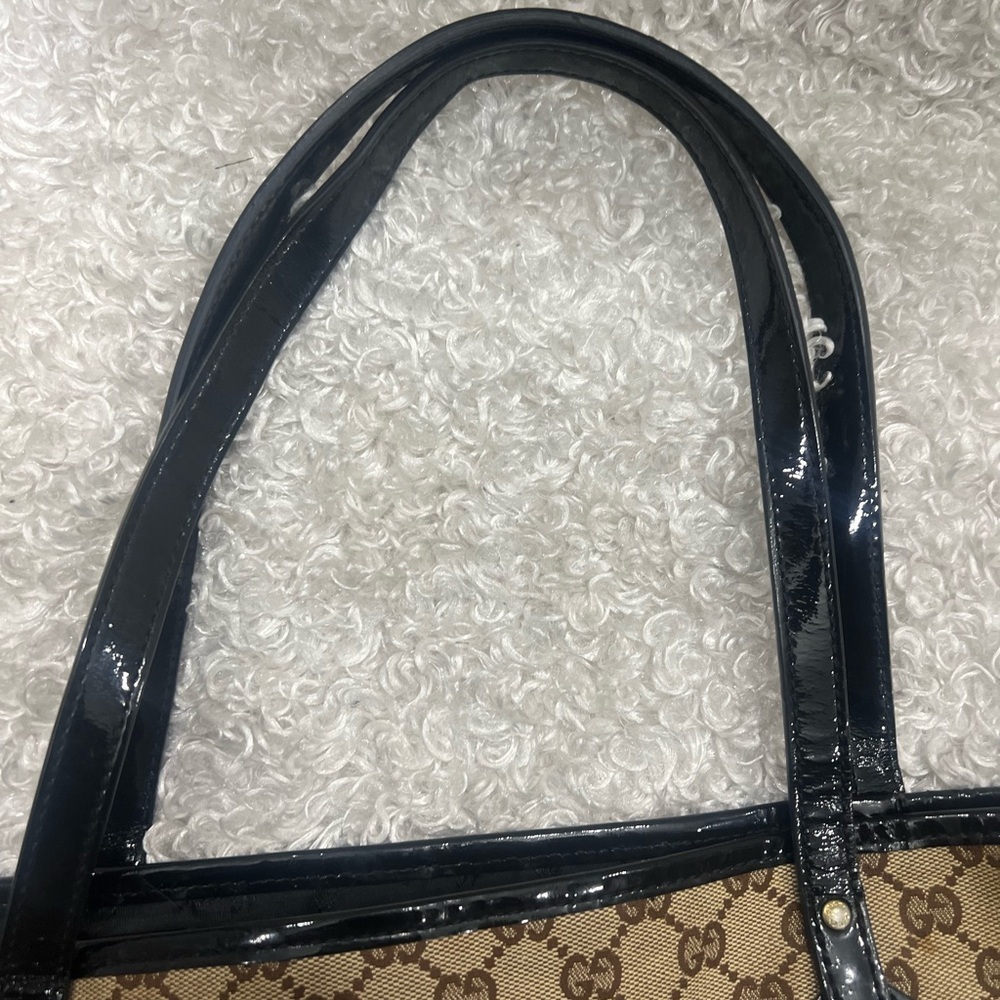 Gucci Beige GG Canvas and Patent Leather Medium Jolie Tote - Picture 15 of 15